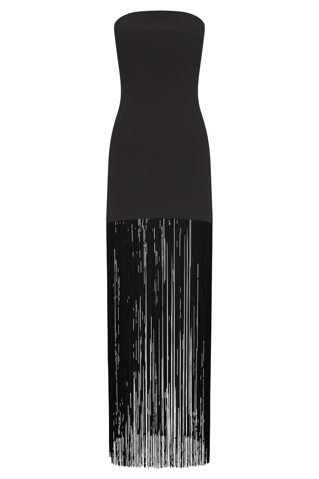 Koah Fringe Bandage Knit Maxi Dress - Black