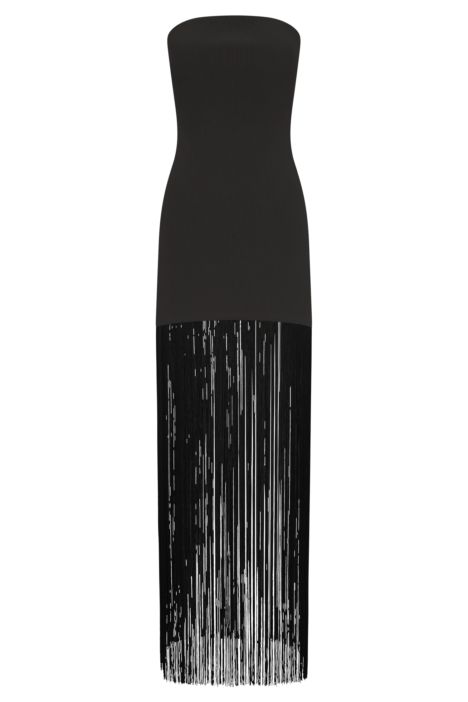Koah Fringe Bandage Knit Maxi Dress - Black