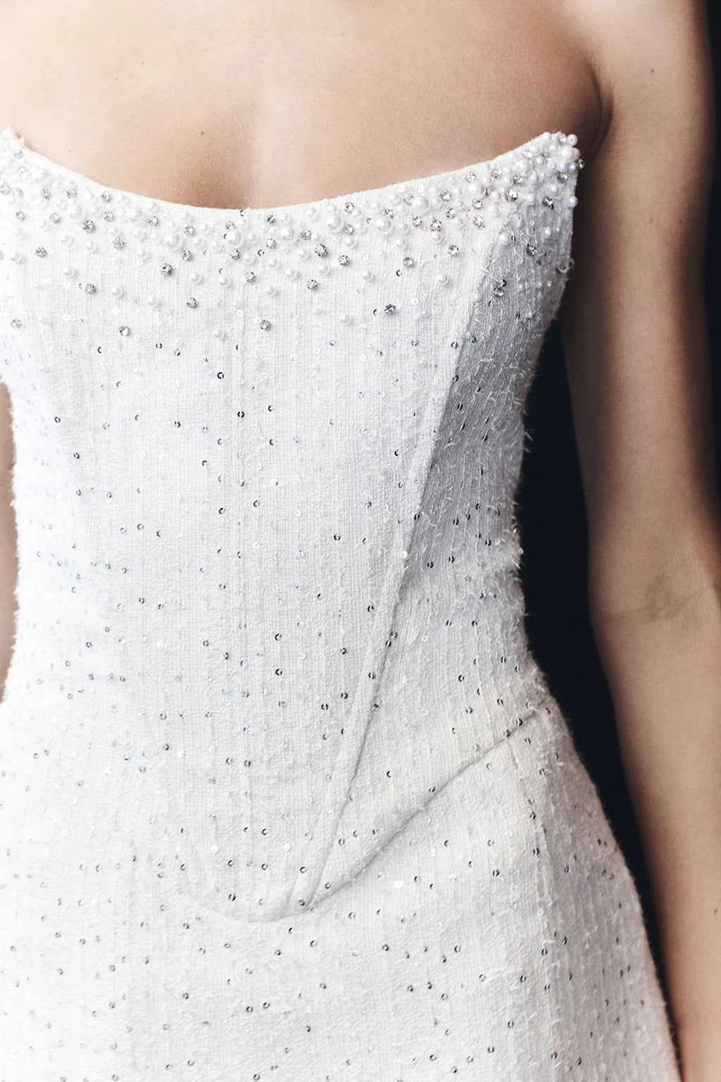 Lorrie Tweed Corset Mini Dress - White