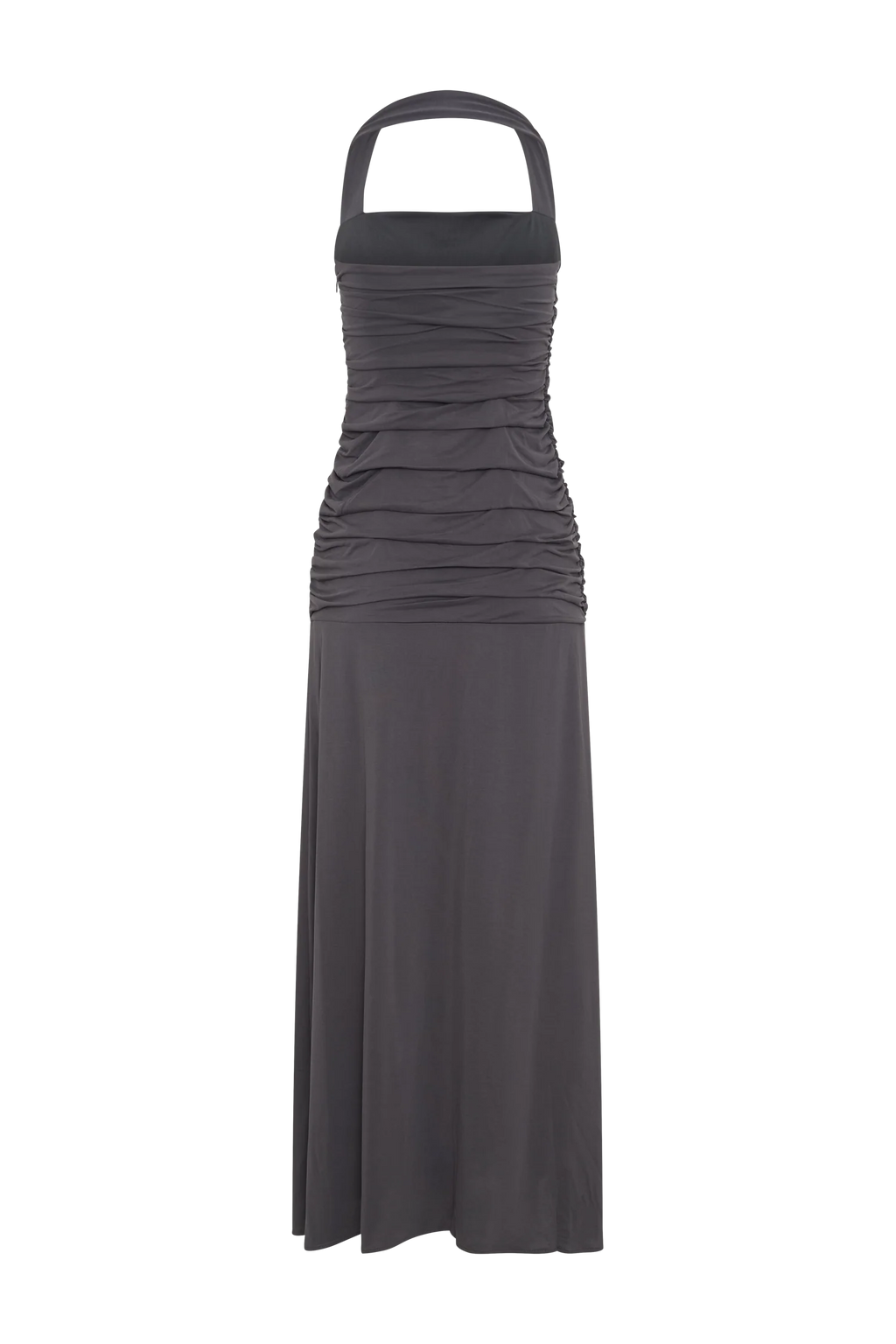 Bentley Peached Jersey Halter Maxi Dress - Charcoal