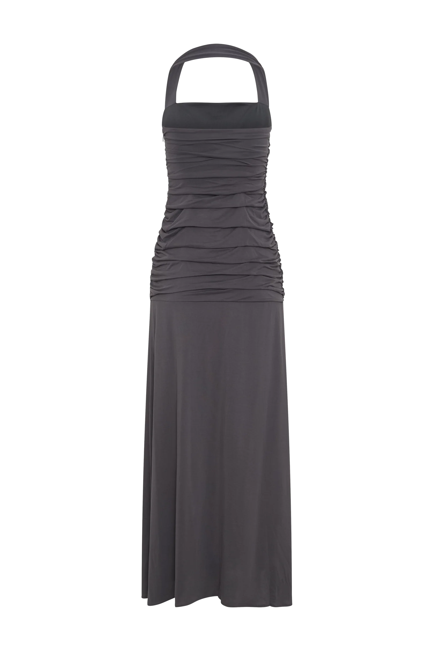 Bentley Peached Jersey Halter Maxi Dress - Charcoal