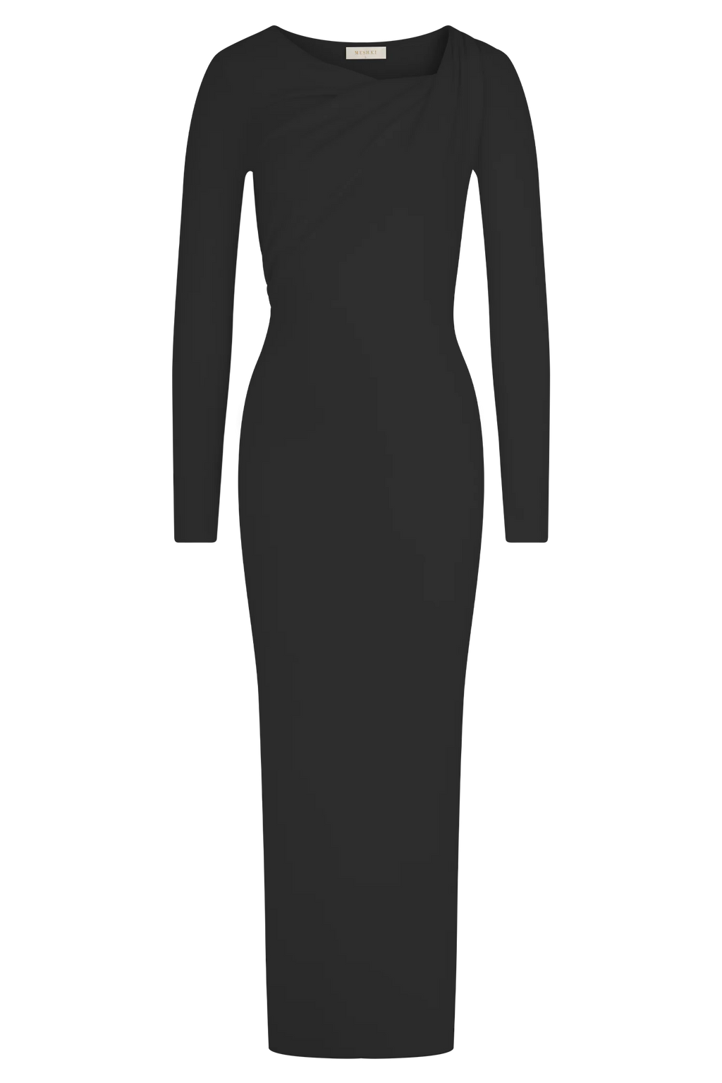 Culver Draped Twist Knit Midi Dress - Black