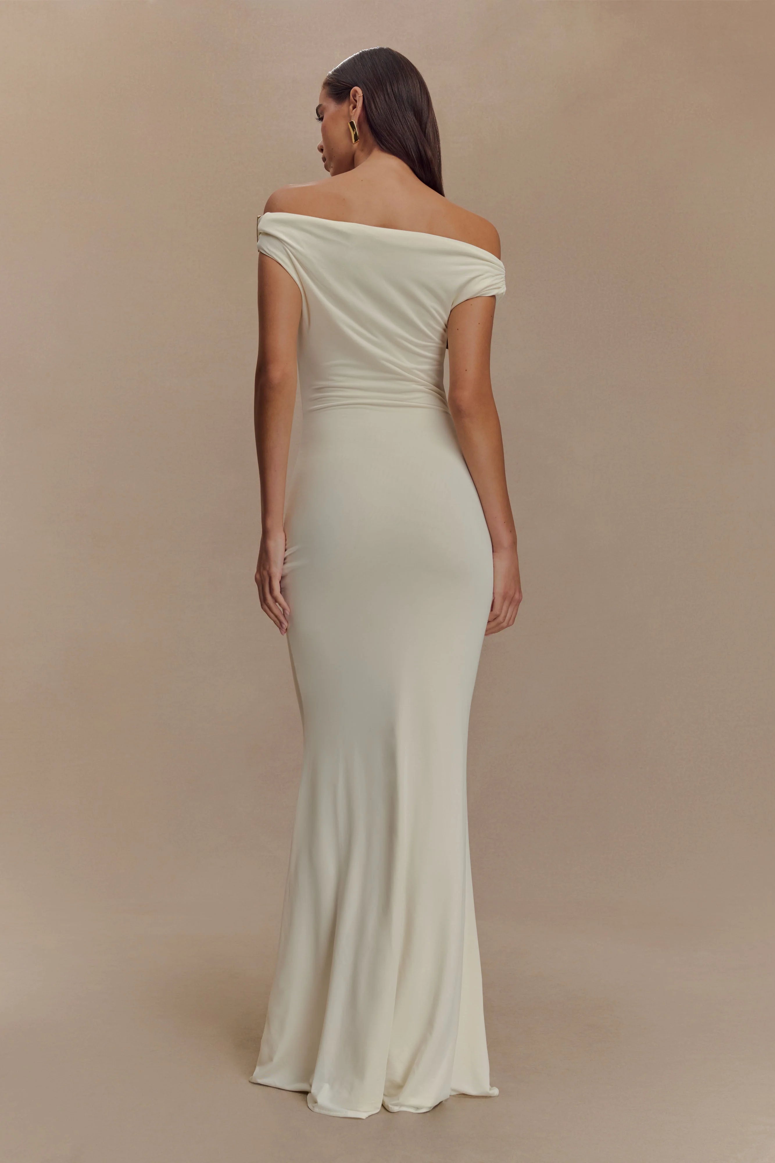 Kinsley Slinky Maxi Dress With Hardware - Ivory