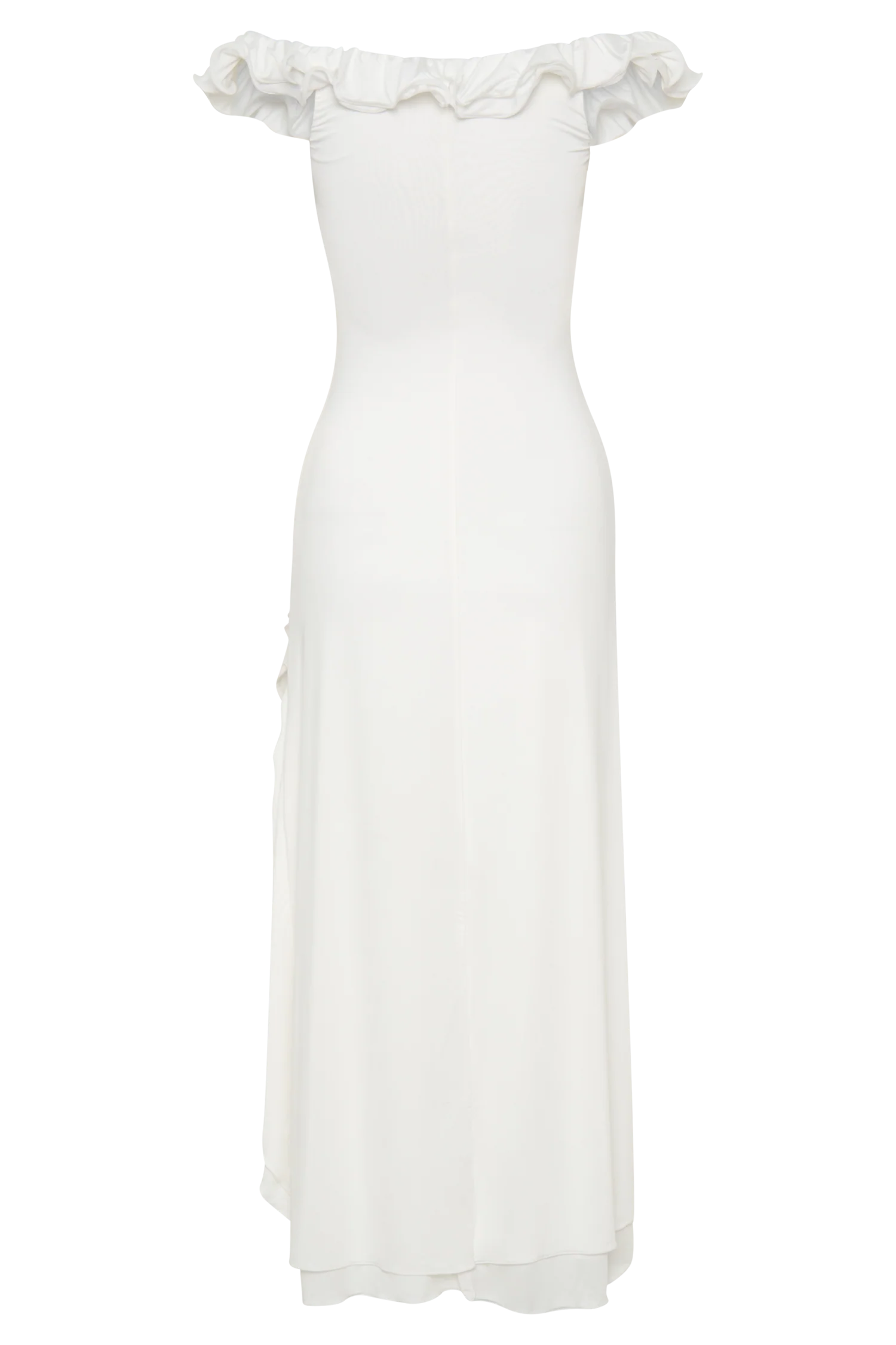 Allegra Off Shoulder Ruffle Midi Dress - Ivory