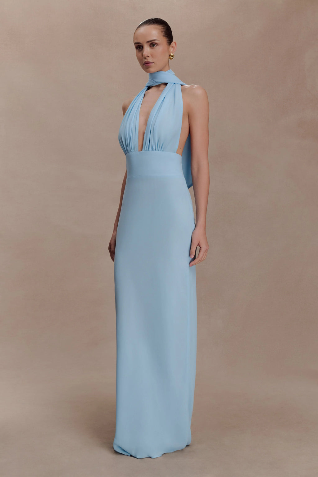 Nadine Halter Chiffon Maxi Dress - Blue