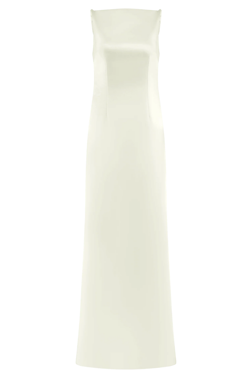 Violet Sleeveless Satin Maxi Dress - White