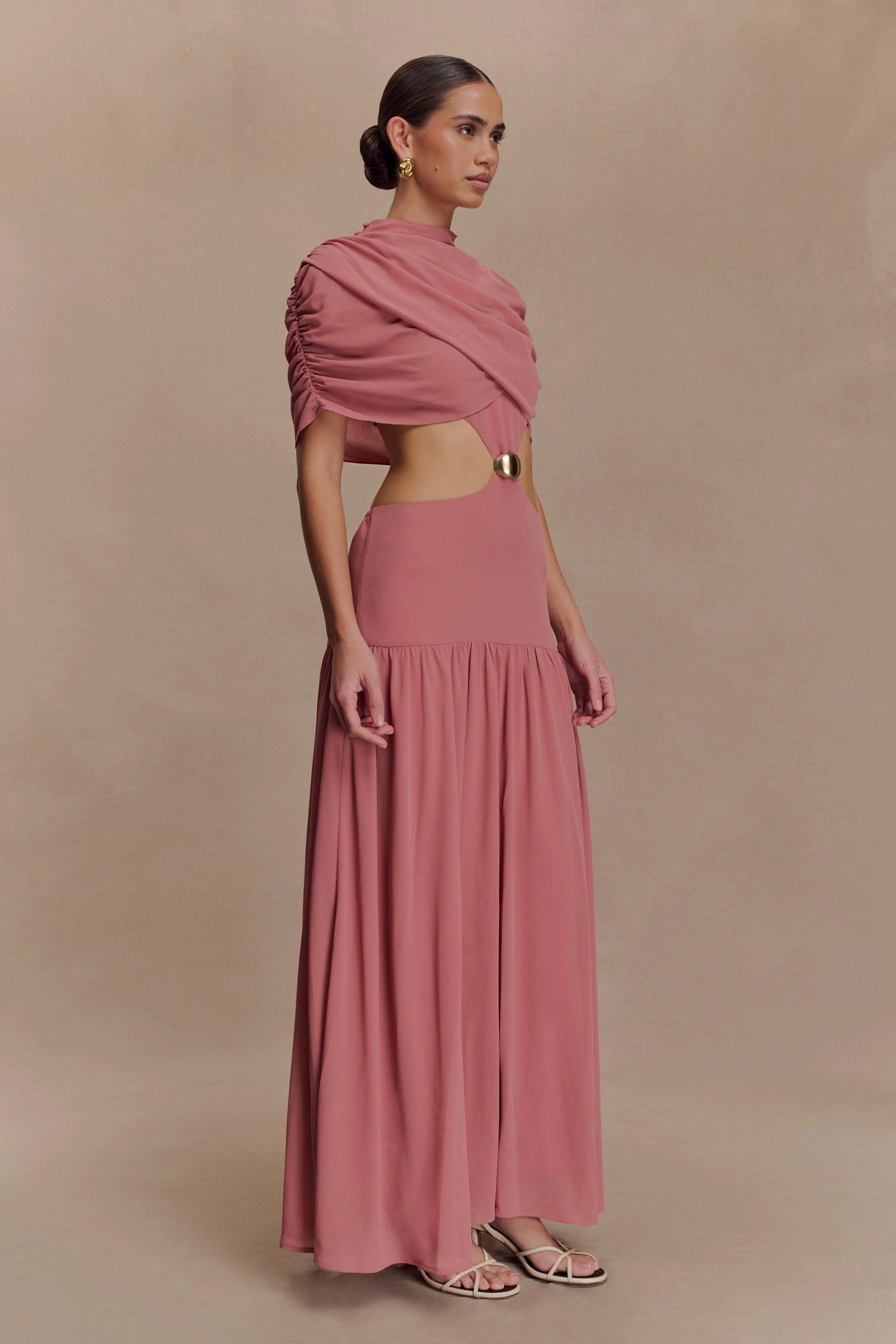 Georgina Chiffon Midi Dress - Burnt Rose