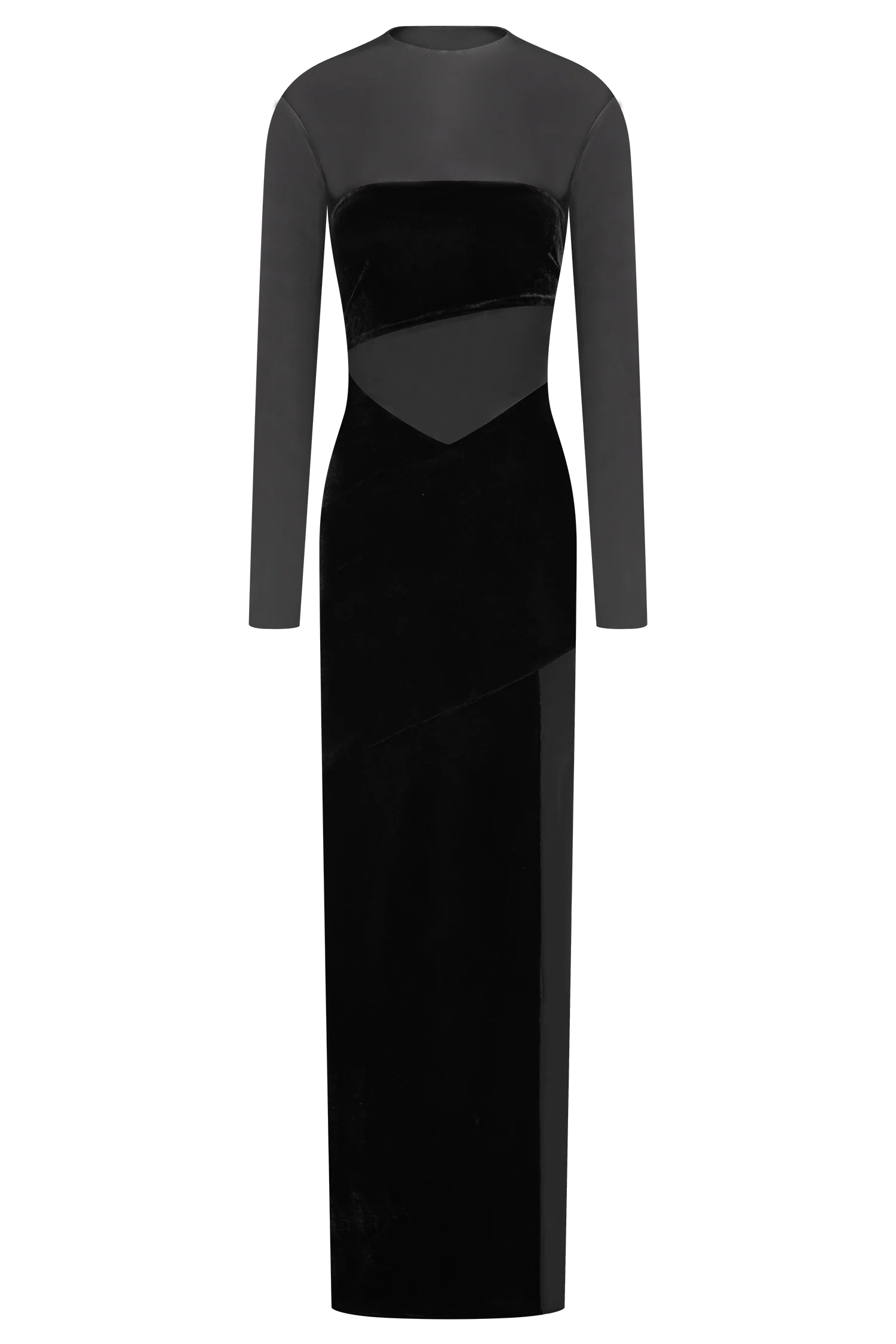 Davina Velvet And Mesh Maxi Dress - Black
