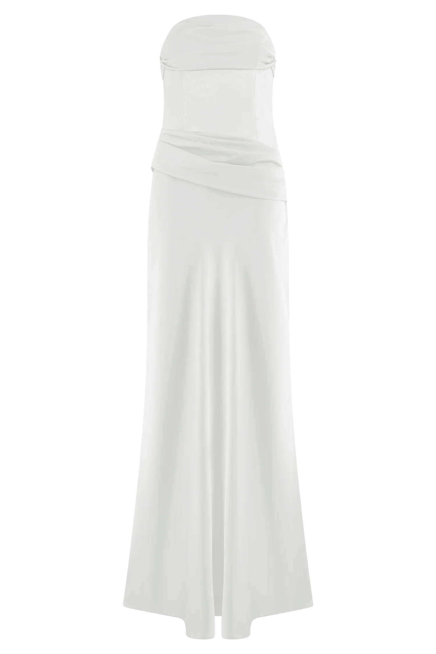 Jasmine Strapless Satin Maxi Dress - White
