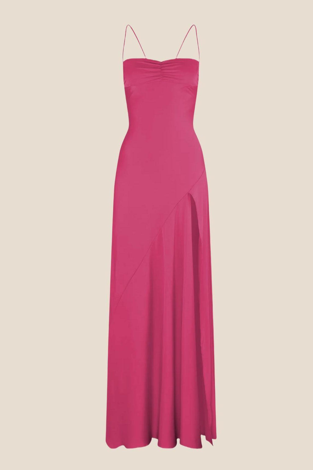 Spaghetti Straps Aqua Long Dress with Slit