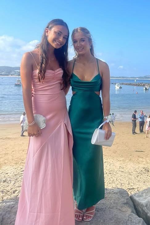 Spaghetti Straps Aqua Long Dress with Slit