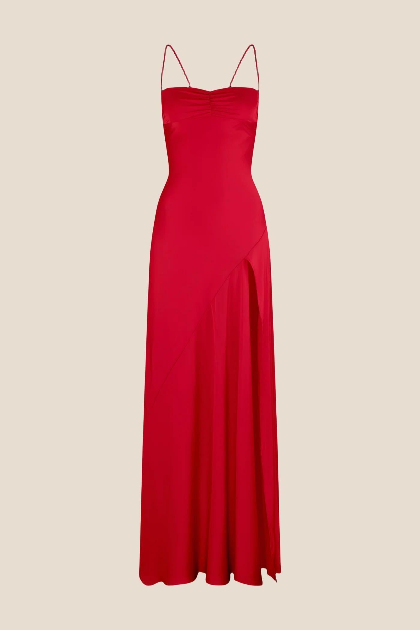 Spaghetti Straps Aqua Long Dress with Slit